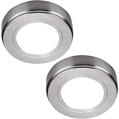 *240V Mains* LED Under Cabinet Kitchen Spotlights | Brushed Nickel & Natrual White | Surface or Flush Mounted Light Fittings | Recessed Cupboard Worktop Counter Unit Lighting Kit | Loops