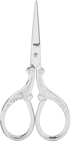 Hilitand Vintage Craft Shears DIY Tijeras de Costura de Punto de Cruz Tijeras de Costura Bordado pequeño(Silver)