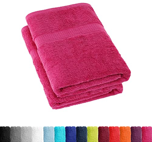 BaSaTex Frottee Duschtücher 70x140 cm, 100% Baumwolle Öko-Tex Made in Green, Duschtuch Badetuch Set 2er Pack Magenta Pink