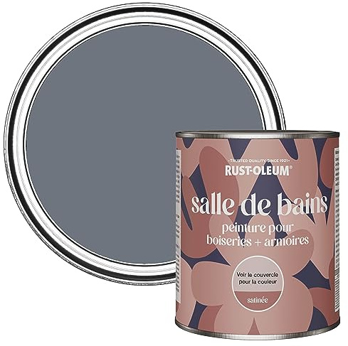 Rust-Oleum Grey Moisture Resistant Bathroom Wood and Cabinet Paint in Satin Finish - Marine Grey 750ml