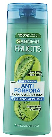 Garnier Fructis Shampoo Antiforfora, Per Capelli Normali, Azione Idratate e Purificante, Con Estratto di Tea Tree, Reoxygen, 250 ml