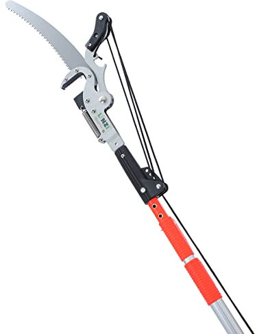 LINZI Telescopic Tree Pruner 4.5M with 350mm Extra Blade Extendable Long Reach Pole Pruning Saw Tree Loppers for Cutting Trimming High Branches Leaves Shrubs