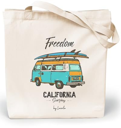 Loxato Tote Bag Tela – Bolsa de Algodón - Bolsas Originales - Bolso Shopper Mujer - Tote Bag Aesthetic - Bolsa de Tela Grande Extra Ancho 8cm Asas Largas - Bolsas de Algodón Natural