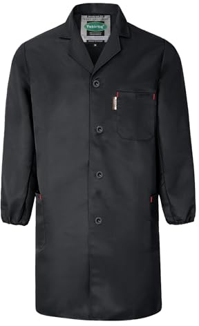 Yukirtiq Camice da Laboratorio Uomo Camice Uniformi da Lavoro Meccanico Abbigliamento da Lavoro Maniche Lunghe Blu da Lavoro con Bottoni, Nero, XXL
