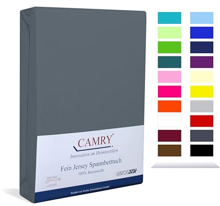 Camry Spannbettlaken 180x200cm - 200x200cm Grau Baumwolle Bettlaken Jersey Spannbetttuch Oeko-Tex 100