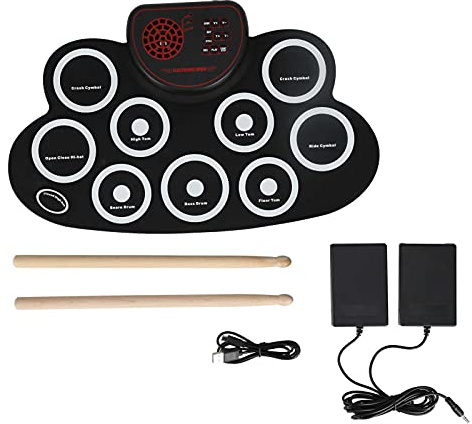 Elektroniskt Trumset, Roll Up Trumset, 9 Pads Roll Up Drum Practice Pad Trumset, med Trumpedaler och Trumpinnar, Inbyggd Dubbla Högtalare, Present Till Barn