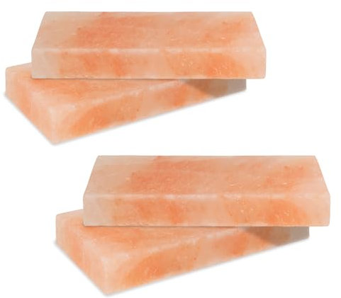 Joparri 4X Salzstein zum Grillen, 20x10x2.5cm Grill Salzstein BBQ, Original Kristallsalz aus dem Vorgebirge,Wiederverwendbar Salzgrillstein,Salz Grillsteine