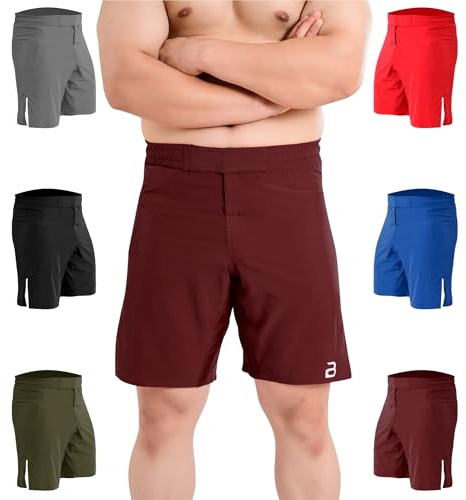 2BOLD MMA Shorts Men’s BJJ, Grappling, JIU-Jitsu, NO-GI Cross Training Muay Thai, Boxing, Gym Trunks (US, Alpha, Medium, Regular, Regular, Maroon)