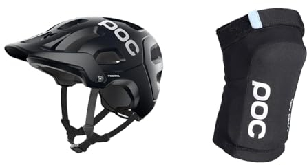 POC Tectal Fahrradhelm - Leichter Trail- und All-Moutainh-Helm & Joint VPD Air Knee - Leichter und Flacher Knieschoner, der für Komfort und Sicherheit am Trail sorgt, Uranium Black, M