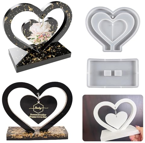 Molde de resina epoxi con forma de corazón,Moldes de resina epoxi,Moldes de resina,Decoración de marco de fotos con forma de corazón,Regalos artesanales DIY