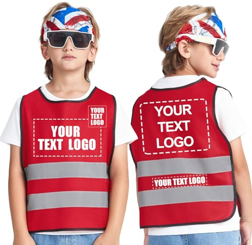 A-SAFETY Customized LOGO Red 2-5 Years kids High Vis Reflective construction Safety vest Personalized printing