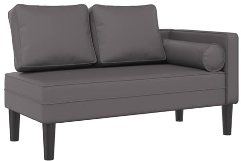 vidaXL Sdraio con Cuscini Grigio in Similpelle, divano letto, divano imbottito, seduta da soggiorno, dormeuse, seduta da salotto, divano 2 posti