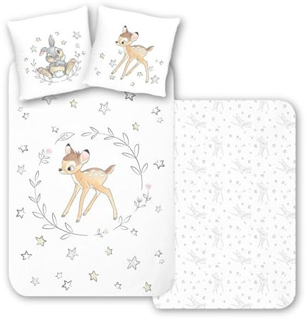 MTOnlinehandel Bettwäsche 135x200 Flanell, Biber Bambi & Klopfer für Mädchen, Jungen, kuschelig weich, Winter, 1x Kissenbezug 80x80 + Bettbezug 135x200, 100% Baumwolle