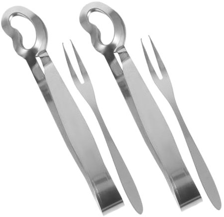 TOPBATHY 1 Set Set Di Stoviglie Per Lumache Strumento Da Cucina Piccole Pinze Per Servire Il Cibo Piccole Pinze Di Metallo Forchette Per Lumache Acciaio Inossidabile Silver 4 Pz