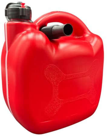 eacommerce - Tanica Carburante in Polietilene Rinforzato | Boccaglio Flessibile Ermetico | Resistente a Corrosivi | Facile Trasporto | Per Benzina e Diesel, Rosso (5 Litri)