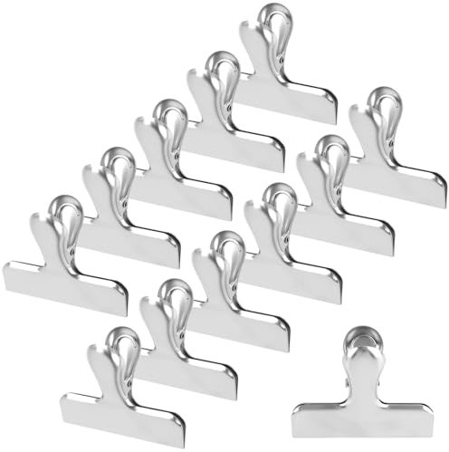 Muyohix Pince Sachet Alimentaire Inoxydable, 12PCS Fermeture Sachet Alimentaire Réutilisables 77 mm, Clips de Fermeture Métalliques Polyvalents pour Sacs, Étiquettes, Photos, Cuisine, Bureau