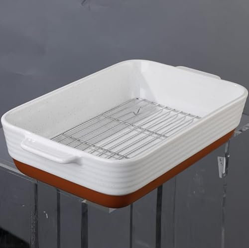 MALACASA Série TARA, Plat à Gratin en Grès avec Grille | 35 x 23,8 x 8,7 cm, 4500 ml | Plat à Four avec Motif de Sésame | Passe au Lave-vaisselle | Idéal pour Tartes, Gratins, Gâteaux et Lasagnes
