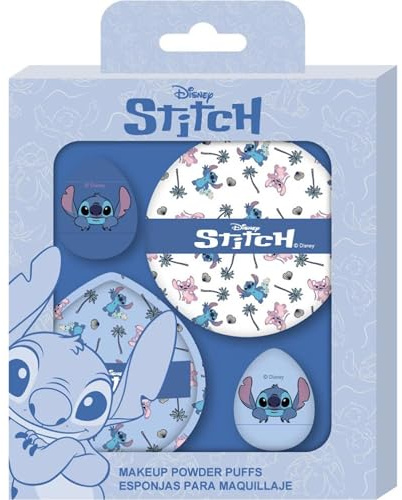 Esponja Maquillaje Stitch Disney Beauty Blender con Borlas | Set de Esponjas para Aplicar Base y Polvos con Personaje de Lilo & Stitch