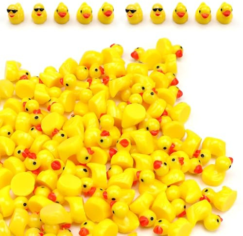 CHSEROK 130 Piezas 2 Estilos Patitos Pequeños, Patos Miniatura, Mini Pato Animal de Resina, Miniatura Patos Bonsái para Bonsáis, Acuarios, Mesas de Comedor y Dormitorios