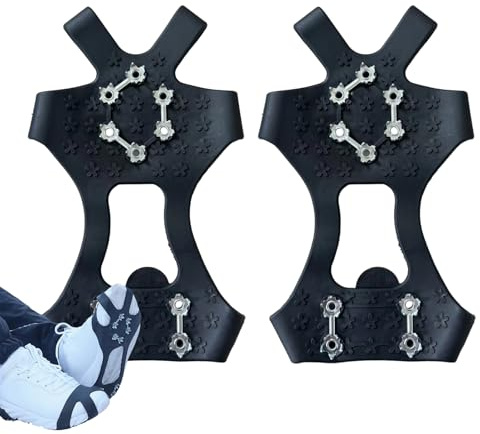 lisutupode Grampones De Nieve | Tracción para Zapatos 10 Púas | Grampones De Tracción para Botas - para Trabajo al Aire Libre Desplazamientos en Invierno Senderismo Caminata Escalada Alpinismo
