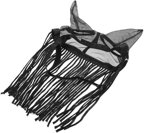 SEWOART Maschera Antitafania per Cavalli con Orecchie e Frange, Rete Traspirante in Poliestere, Protezione Contro Mosche e Zanzare, Taglia Media, Accessorio Versatile per Pascolo e Stalla