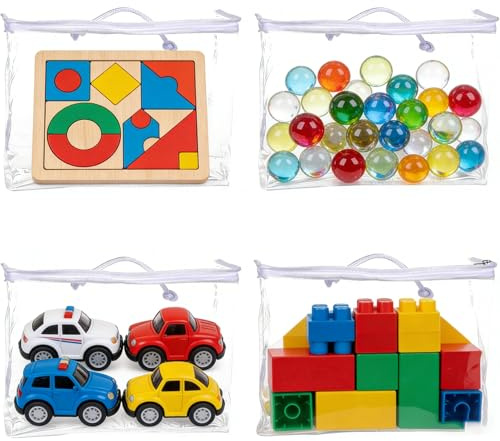 4 Pack Toy Storage Bags, Clear Zip Bags for Toys, 38x30x10cm Toy Storage Bags, Beach Essentials, Small Storage Bag, Suitable for Storage, Travel Organiser