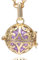Morella Collar de Acero Inoxidable Dorado 70 cm con Colgante Ornamento y Bola de resonancia de Color Lila Ø 16 mm para Damas en Bolsa para Joyas