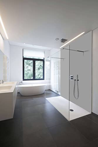WALLando Panneau mural de douche (Gris clair / 250 x 100 cm) – Panneau en PVC facile à installer & résistant à l'humidité – Revêtement mural premium – Fabriqué en Allemagne