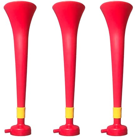 FUN FAN LINE Pack 3 Trompetas Vuvuzelas de Plástico Resistente para Deportes con 120 dB