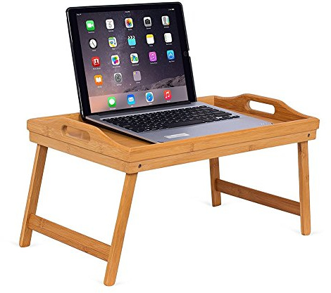 Bakaji Vassoio da Letto Pieghevole in Bambu' con Gambe e Manici per Colazione a Letto Relax Dimensione 50x30x21cm Bamboo da Portata (Naturale)