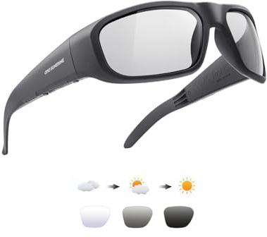OhO smarta glasögon, polariserade solglasögon med Bluetooth-högtalare, atletisk/utomhus UV-skydd och röstkontroll, unisex (övergångslins)