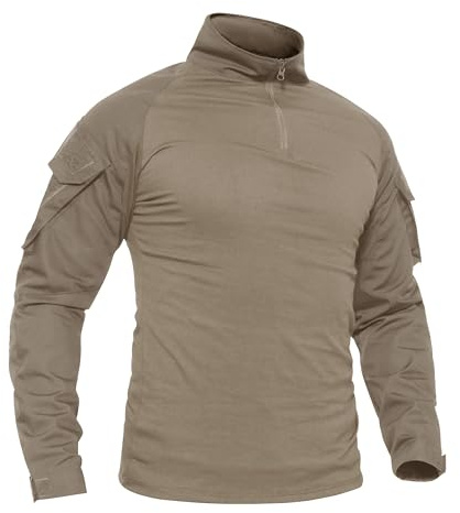 TACVASEN Taktiska toppar för män 1/4 dragkedja arbetsskjorta militär strid långärmad t-shirt med fickor