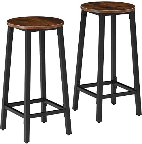 tectake® Juego de Taburetes de Bar con Estilo Industrial, para sillas Comedor, Taburete Alto Cocina, sillas de Comedor, Barra de Cocina - 32 x 32 x 66 cm Madera Industrial Oscura, Rústica