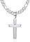 Krfy Kreuz Kette 925 Silber mit Figarokette aus Edelstahl Zarte Hochglanzpolierte Abgeschrägte Kante Kreuzanhänger Halskette Kreuzkette für Männer und Frauen 18/20/22/24/26/30 Zoll