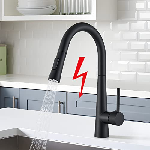 llffssdg Grifo de cocina de baja presión para caldera – Grifo mezclador giratorio 360° negro acero inoxidable, conexión flexible, fácil de instalar