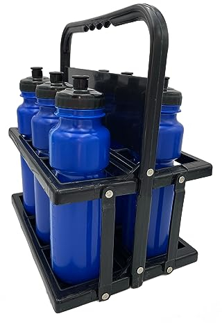 RHINOS sports Trinkflaschen 6er Set 750 ml mit Halter | blau