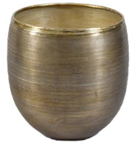 Serene Spaces Living Brass-Toned Aluminum Cachepot Planters, Handcrafted in India, Elegant Wedding, Home & Office Decor, Vintage Planter for Indoor Plants, Flowers, Table Centerpieces, Medium, Single