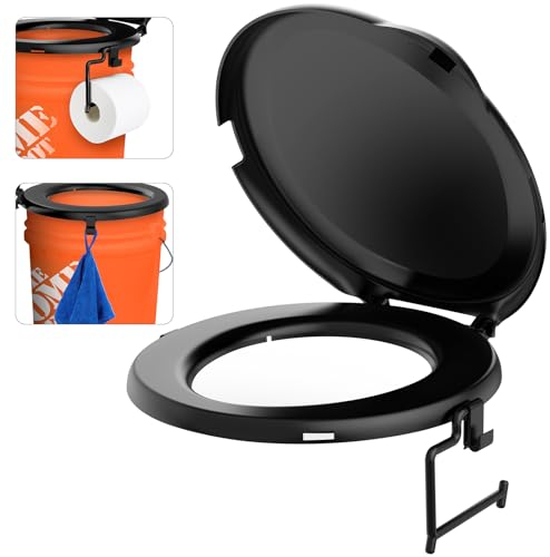 PAHTTO Portable Toilet Seat for 5 Gal Buckets, White, Modern, Camping, Hiking, Emergency, Car, Boat