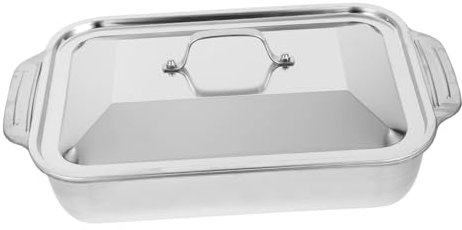 WATIIFUFU Bandeja para Asar Inoxidable Rectangular para Pescado y Sartén Profunda con Tapa Cocinar y Servir Hogar Restaurantes de Limpiar Transportar