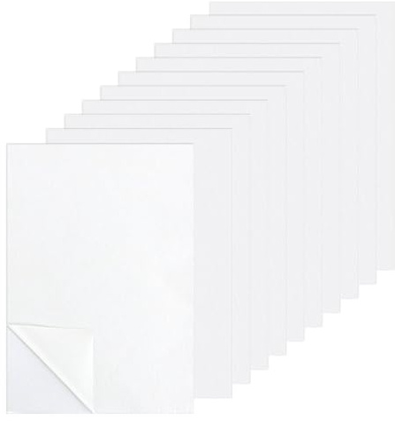 aghoer 10 Blätter Stickvlies Wasserlöslich Selbstklebend, A5 Wasserlösliches Stickvlies, für DIY Projekte Drucken Bestickt