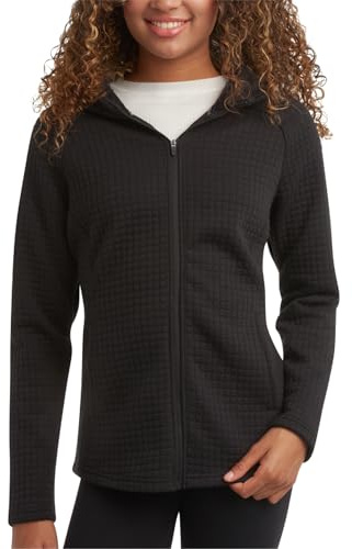 Spyder Damen-Fleece-Sweatshirt, LSF 30+, athletisches Fleece, Reißverschluss, windabweisend, gemütlicher Strick-Kapuzenpullover für Damen, Schwarz, M