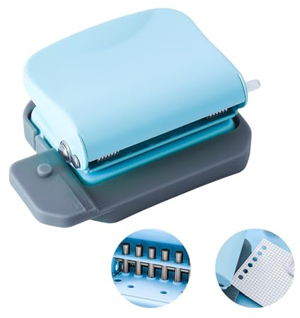 GOEDCH Perforadora Ajustable de Carpetas con 10 Hojas, Perforadora de 6 Agujeros para A4 A5 A6 (Azul)