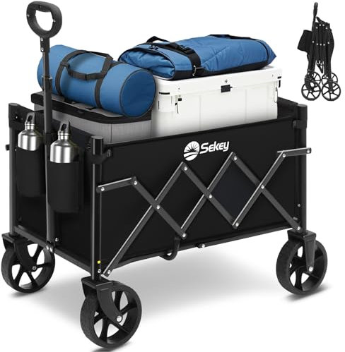Sekey Chariot Pliable 70L 80 kg Capacité Compact Léger pour Courses et Poignée Réglable Mini 4029, Noir