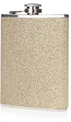 8oz Stainless Steel Hip Flasks for Women, Portable Gold Alcohol Flask with Glitter, Flask Alcohol, Whiskey Hip Flasks for Climbing Camping Barbecue Bar Party Drinker Climbing, Camping (Gold)