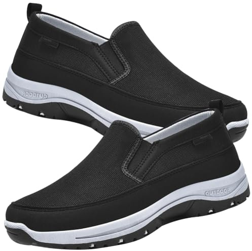 Aocase Zapatillas Sin Cordones Hombres Mocasines Hombre Deporte para Senderismo al Aire Libre para Hombre Zapatos Diabéticos Zapatos Ortopédicos Fascitis Plantar,Negro,48 EU
