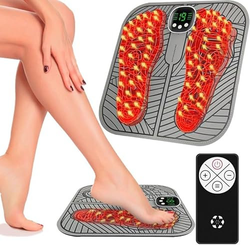 EMS Massaggiatore Piedi, Jkevow Massaggiatore Piedi Elettrico 8 Modalità e 19 Livelli, Massaggiatore Portatile USB per la Circolazione Sanguigna e il Sollievo dal Dolore Muscolare