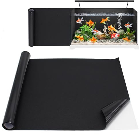 SEMGABO Akvarium bakgrundsfolie med lim svart 50 x 200 cm – självhäftande bakgrundsfolie för akvarium, fisk under vattensvärlden, väggaffisch, kan skäras till storlek