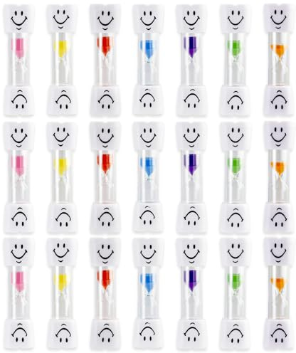 SICANAUO 21 timer per sabbia da 2 minuti, 7 colori, orologio da denti in vetro sabbiato, timer visivo, timer per bambini, cucina, ufficio, regali in classe