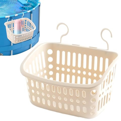 Panier de rangement au bord de la piscine, organisateur de piscine, porte-serviettes résistant aux UV, récipient extérieur, panier avec crochets pour boissons, jouets, bouteilles d'eau, accessoires