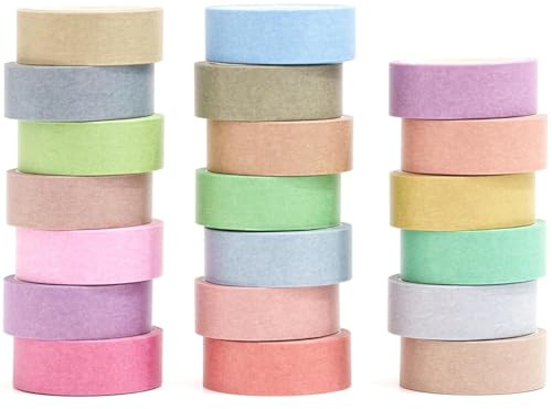 Songdao 20 Rollen Pastell Washi Tape Set, Regenbogen Masking Tape, Dekorative Washi Tape Kinder, Beschreibbar Klebeband Bunt für Planer Scrapbook, Bullet Journals, DIY Handwerk, Verpackung